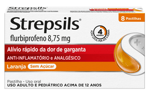 Strepsils Sabor Laranja - 8 unidades
