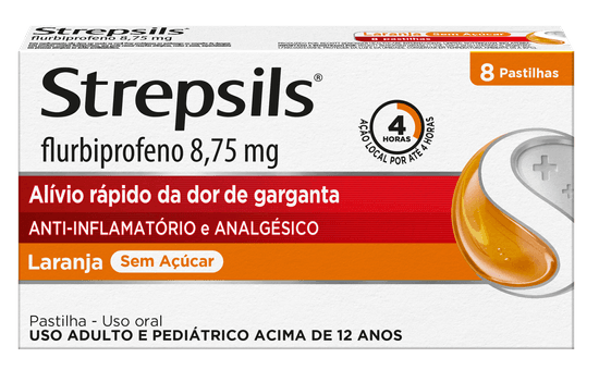 Strepsils Sabor Laranja - 8 unidades